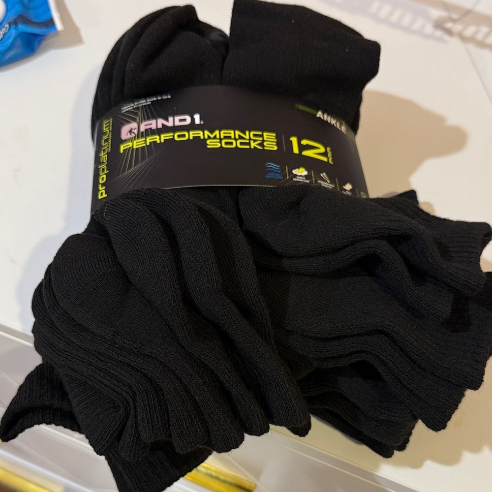And1 Black Athletic Ankle Socks - Pack of 12